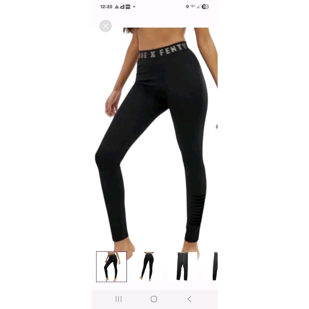 Savage x Fenty Black High-Waist Logo Band Leggings Size S - Picture 10 of 11